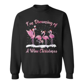 Im Dreaming Of A Wine Christmas Funny Flamingo Christmas Men Women Sweatshirt Graphic Print Unisex - Thegiftio UK
