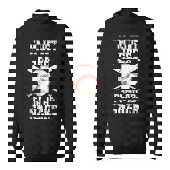 Im Just Here For The Snacks Vintage Baseball Sweatshirt | Mazezy