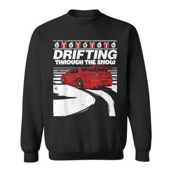 Import Car Ugly Christmas T Gift Drifting Through Snow Men Women Sweatshirt Graphic Print Unisex - Seseable
