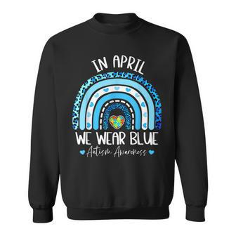 In April We Wear Blues Autism Awareness Month Puzzle Rainbow Sweatshirt | Mazezy DE
