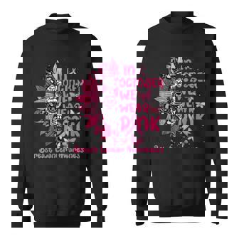 In October We Wear Pink Ribbon Sugar Skull Leopard Sunflower Men Women Sweatshirt Graphic Print Unisex - Thegiftio