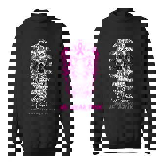 In October We Wear Pink Sugar Skull Breast Cancer Awareness Men Women Sweatshirt Graphic Print Unisex - Thegiftio