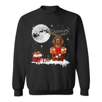 Irish Setter Christmas Tree Lights Pajama Dog Lover Xmas Men Women Sweatshirt Graphic Print Unisex - Seseable