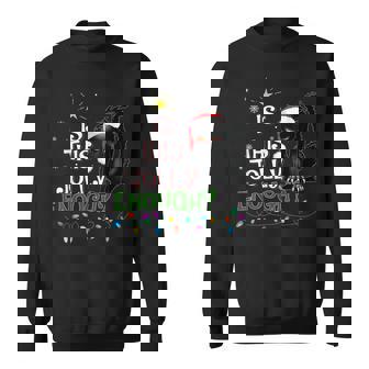 Is This Jolly Enough Noel Black Cat Pajama Merry Christmas Men Women Sweatshirt Graphic Print Unisex - Thegiftio