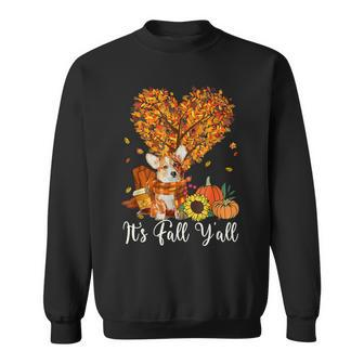 Its Fall Yall Corgi Dog Lovers Thanksgiving Halloween Men Women Sweatshirt Graphic Print Unisex - Thegiftio UK