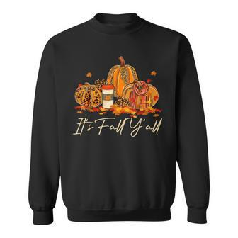 Its Fall Yall Pumpkin Spice Leopard Autumn Fall Season Men Women Sweatshirt Graphic Print Unisex - Thegiftio UK