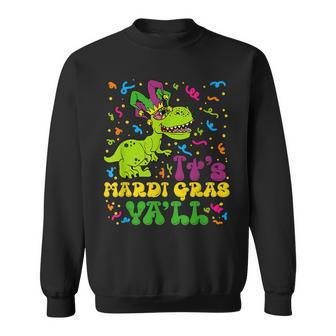 Its Mardi Gras Yall Funny Dinosaur Mardi Grawr Bead Costume Sweatshirt - Seseable