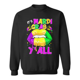 Its Mardi Gras Yall Mardi Gras Dripping Lips Colorful Sweatshirt - Seseable