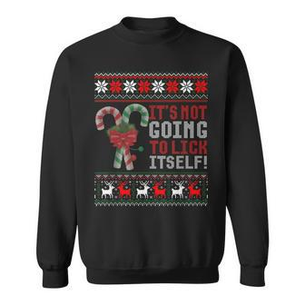 Its Not Going To Lick Itself Candy Cane Ugly Sweater Men Women Sweatshirt Graphic Print Unisex - Seseable