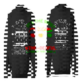 Its The Most Wine-Derful Time Of The Year Funny Wine Xmas Men Women Sweatshirt Graphic Print Unisex - Seseable