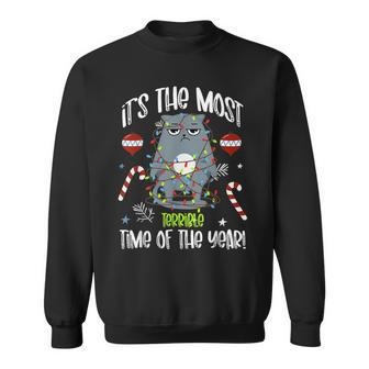 Its The Worst Time Of The Year Annoyed Cat Christmas Men Women Sweatshirt Graphic Print Unisex - Seseable