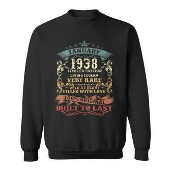 January 1938 85 Years Of Being Awesome Retro 85Th Birthday Men Women Sweatshirt Graphic Print Unisex - Seseable