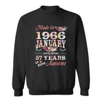 January 1966 Flower 57 Years Of Being Awesome Sweatshirt - Seseable