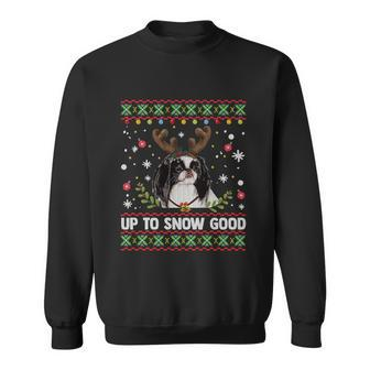Japanese Chin Dog Reindeer Ugly Christmas Sweater Cool Gift Sweatshirt - Monsterry