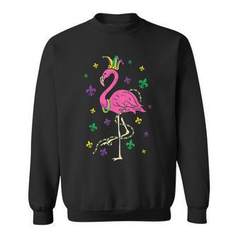 Jester Pink Flamingo Bird Animal Cute Mardi Gras Carnival V5 Sweatshirt - Seseable