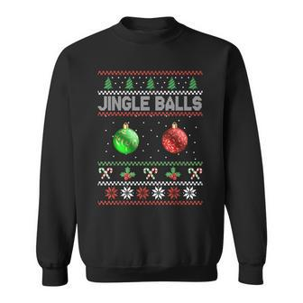 Jingle Balls Tinsel Tits Funny Couple Christmas Ugly Sweater Men Women Sweatshirt Graphic Print Unisex - Thegiftio UK