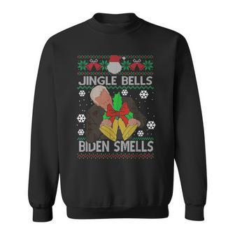 Jingle Bells Biden Smells Funny Biden & Bell Ugly Christmas Men Women Sweatshirt Graphic Print Unisex - Thegiftio UK