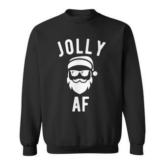 Jolly Af T Funny Christmas Santa Sunglasses Men Women Sweatshirt Graphic Print Unisex - Seseable