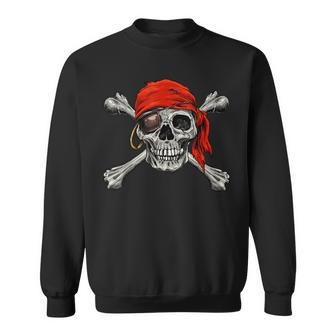 Jolly Roger Pirate Skull Crossbones Halloween Costume Sweatshirt | Mazezy