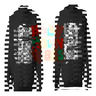 Jolly Vibes Christmas Happy Cheerful Retro Groovy Holly Xmas Men Women Sweatshirt Graphic Print Unisex - Thegiftio UK