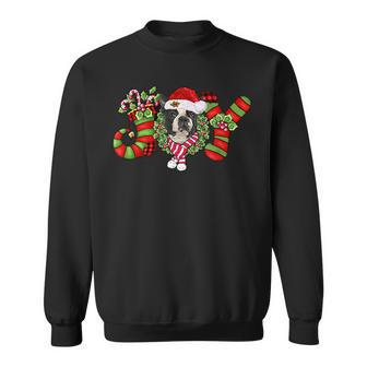 Joy Christmas Boston Terrier Dog Santa Pajamas Xmas Men Women Sweatshirt Graphic Print Unisex - Thegiftio UK