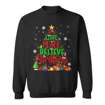 Joy Love Peace Believe Christmas Funny Christmas Tree Santa Men Women Sweatshirt Graphic Print Unisex - Seseable