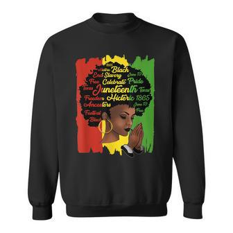 Junenth Melanin Black Women Natural Hair Afro Word V2 Sweatshirt - Seseable