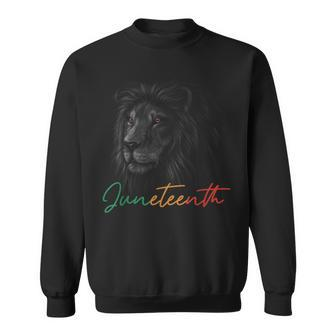 Juneteenth Black King Melanin Dad Fathers Day Men Lion Leo Sweatshirt | Mazezy DE