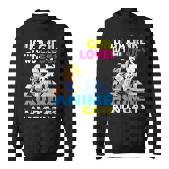 Just A Girl Who Loves Anime And Cats Anime Sweatshirt | Mazezy