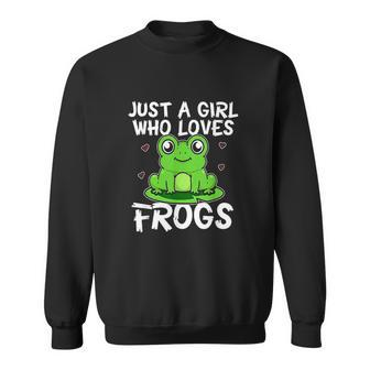 Just A Girl Who Loves Frogs Cute Green Frog Costume Men Women Sweatshirt Graphic Print Unisex - Thegiftio UK