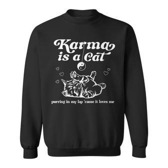 Karma Is A Cat Purring In My Lap Meet Me At Midnight Sweatshirt | Mazezy