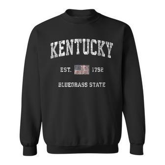 Kentucky Ky Vintage Sports Design American Flag Men Women Sweatshirt Graphic Print Unisex - Seseable