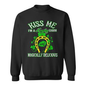 Kiss Me Im A Lucky Charm Magically Delicious Shamrock Men Women Sweatshirt Graphic Print Unisex - Thegiftio UK