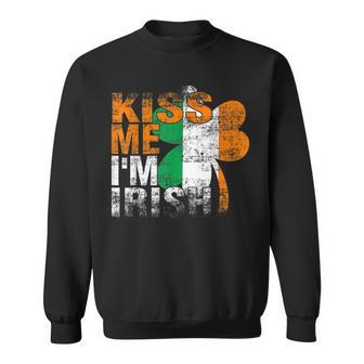 Kiss Me Im Irish Flag Saint Patrick Day Shamrock Gifts Sweatshirt - Seseable