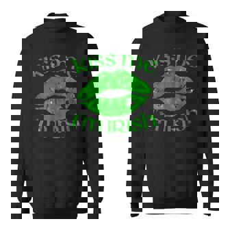 Kiss Me Im Irish Lips Sexy St Patricks Day Sweatshirt - Seseable