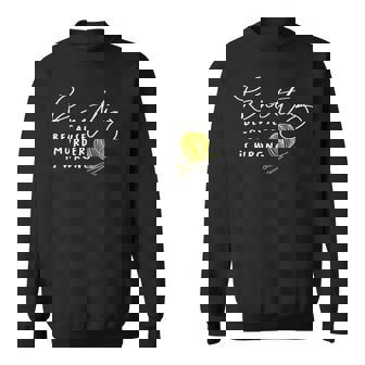 Knitting Because Murder Is Wrong Knitting Hobby Men Women Sweatshirt Graphic Print Unisex - Thegiftio