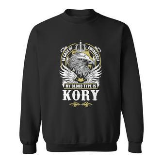 Kory Name - In Case Of Emergency My Blood Sweatshirt - Seseable