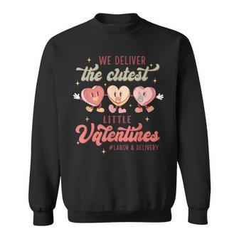 Labor And Delivery Tech L&D Valentines Day Groovy Heart Sweatshirt - Seseable