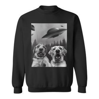 Labrador Selfie Funny Two Scaredy-Dogs And Ufos In Forest Sweatshirt - Thegiftio UK