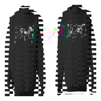 Lagotto Romagnolo Mom Dad Heartbeat Tie Dye Dog Gift Men Women Sweatshirt Graphic Print Unisex - Seseable