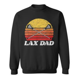 Lax Dad Vintage X Crossed Lacrosse Sticks 80S Sunset Retro Sweatshirt - Seseable