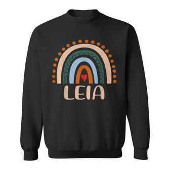 Leia Name Personalized Funny Women Rainbow Leia Men Women Sweatshirt Graphic Print Unisex - Thegiftio UK