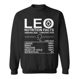Leo Nutrition Facts July August Birthday Zodiac Sign Mom Dad Men Women Sweatshirt Graphic Print Unisex - Thegiftio UK