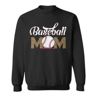 Leopard Baseball Mom Mothers Day Catcher Mom Life Womens Sweatshirt | Mazezy