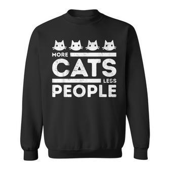 Less People More Cats Funny Kitten Lover Pride Sweatshirt - Seseable