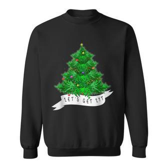 Lets Get Lit Weed X Mas Tree Marijuana Christmas Men Women Sweatshirt Graphic Print Unisex - Seseable