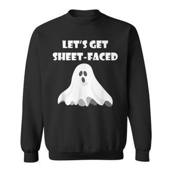 Lets Get Sheet-Faced Funny Halloween Drinking Men Women Sweatshirt Graphic Print Unisex - Thegiftio UK