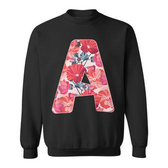 Letter A Sign Alphabet Last Name Vowels Flower Nature Gift Men Women Sweatshirt Graphic Print Unisex - Thegiftio UK