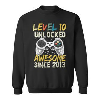 Level 10 Unlocked Awesome Since 2013 10Th Birthday Gaming Men Women Sweatshirt Graphic Print Unisex - Seseable