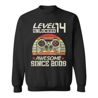 Level 14 Unlocked Awesome Since 2009 14Th Birthday Gaming V2 Men Women Sweatshirt Graphic Print Unisex - Seseable